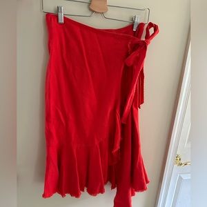 Anthropologie red orange skirt